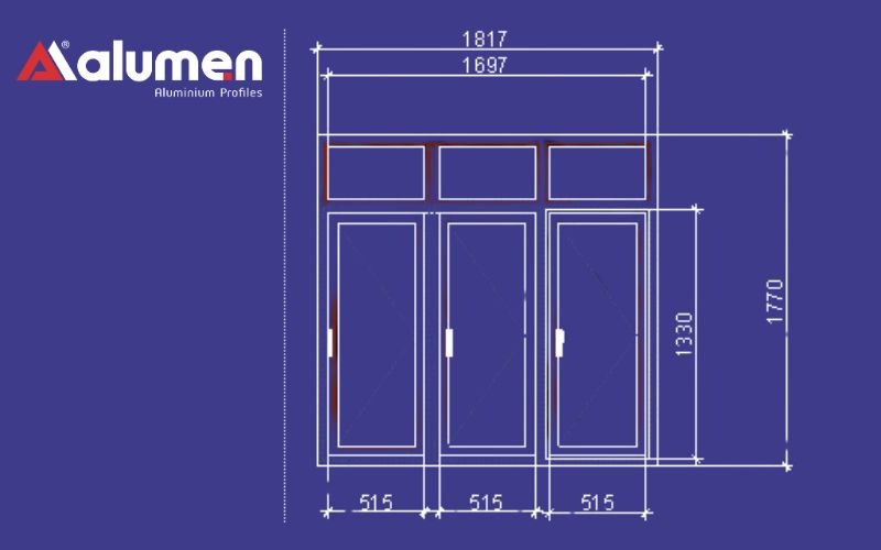 Kích thước cửa sổ nhôm kính 3 cánh mở quay chuẩn phong thủy