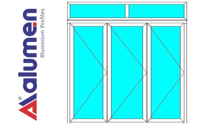 Mẫu cửa sổ 3 cánh xếp gấp sử dụng cho không gian cao thoáng.