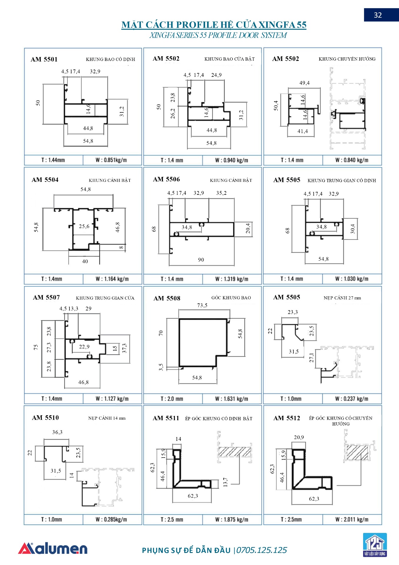 đố cửa nhôm xingfa dày bao nhiêu