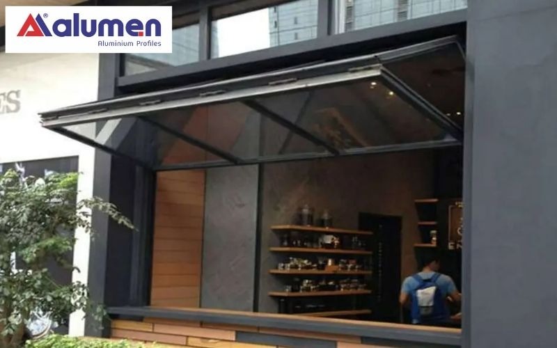 Cửa sổ nhôm xếp gấp 2 cánh với cấu tạo theo dạng xếp dọc