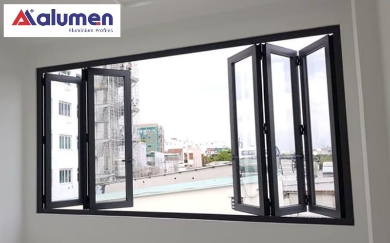 Cửa sổ nhôm xếp gấp có thể được gấp lại linh hoạt về 2 phía
