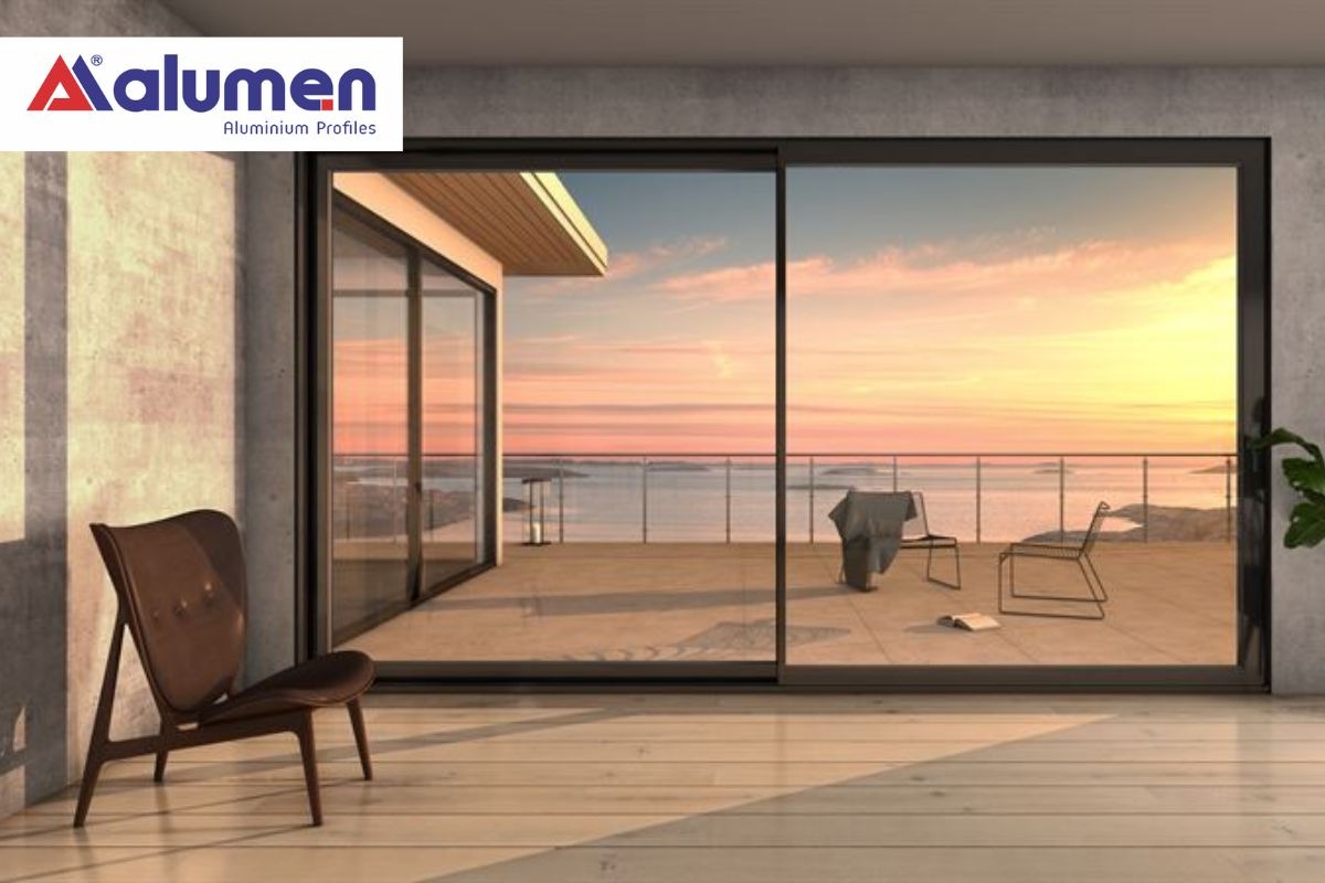 Cửa lùa nhôm hệ Slim 2 cánh cỡ lớn.
