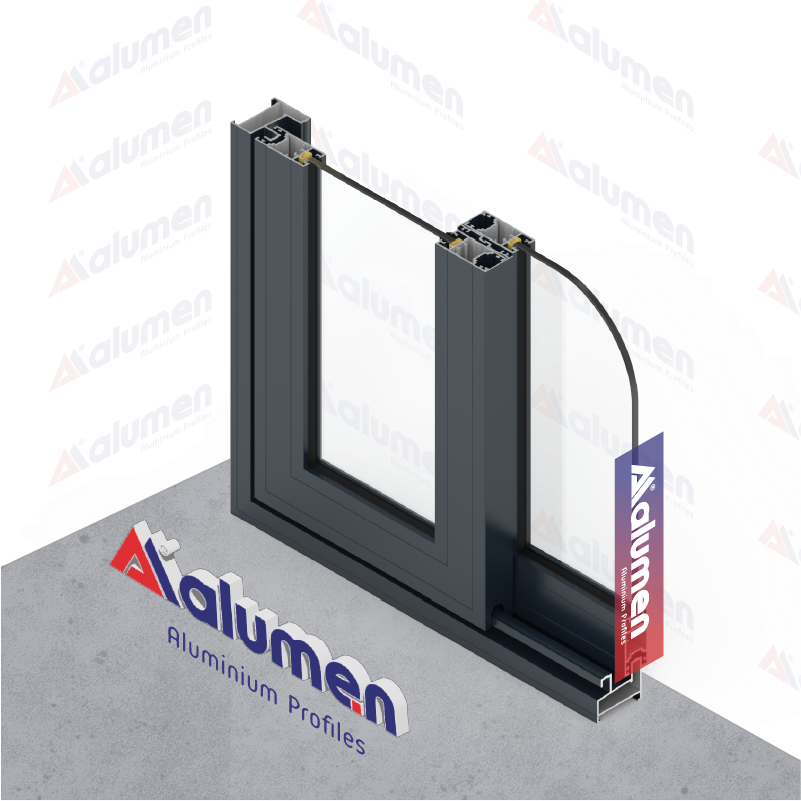 Nhôm Xingfa Alumen hệ 55 thường được ứng dụng để làm cửa mở quay, cửa hất hoặc vách kính cố định.
