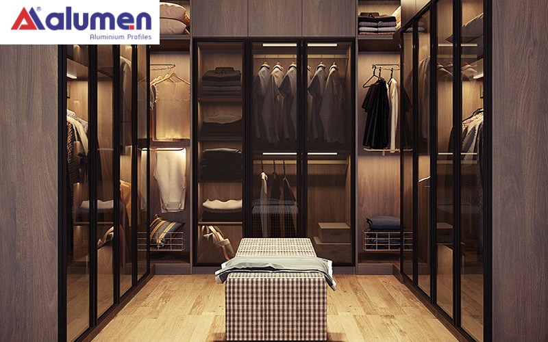 Mẫu tủ quần áo nhôm kính trong hiện đại, sang trọng