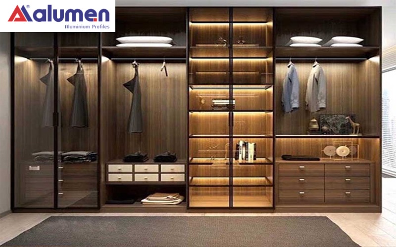 Mẫu tủ quần áo nhôm kính trong hiện đại, sang trọng