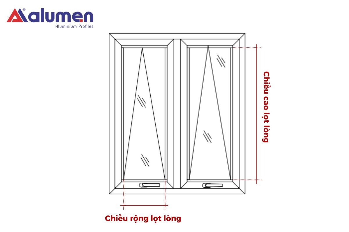 Kích thước khung bao của cửa nhôm là thông số cố định, bạn nên lựa chọn kích thước sao cho hợp với mặt cửa kính và không gian sống.
